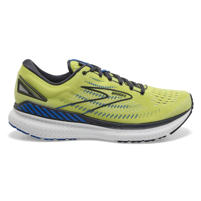 Brooks Men's Glycerin GTS 19 Max-Cushion Road Running Shoes - Yellow/ Navy/ Blue (XAYH51036)